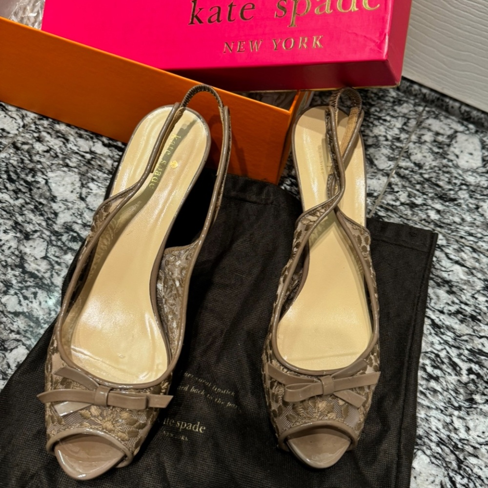 Kate Spade sling back peep toe pumps